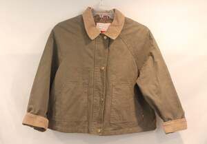 Hunter Crop Barn Chore Jacket Coat Oversize M Green Canvas Corduroy Collar